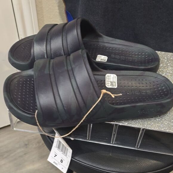 Adidas Flow Slide Sandals- Carbon/Aurora Black